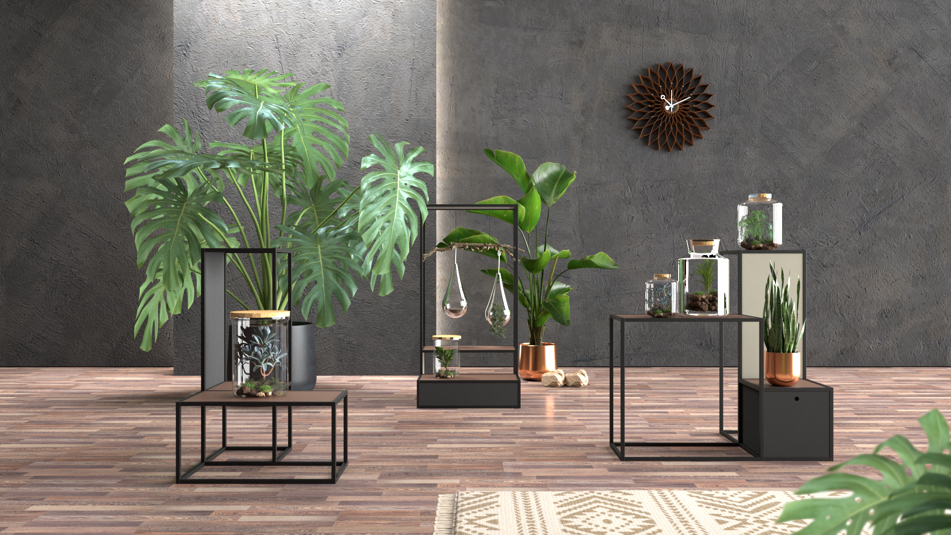 Metalowe meble w stylu loftowym do sklepów i showroomów