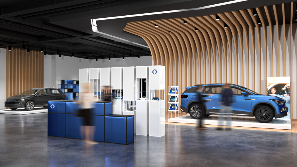 Nowoczesny salon samochodowy projektu studia HELO FORM