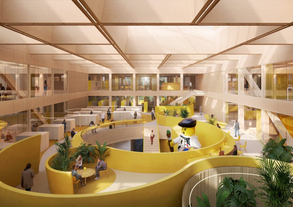 Projektowanie biura — przykłady: LEGO Innovation Campus, biblioteka