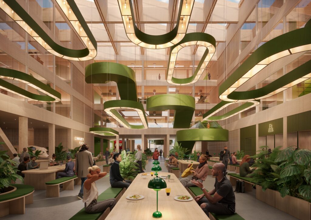 Projektowanie biura — przykłady: LEGO Innovation Campus, community space